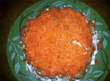 Листковий салат з курки з ананасами і грибами