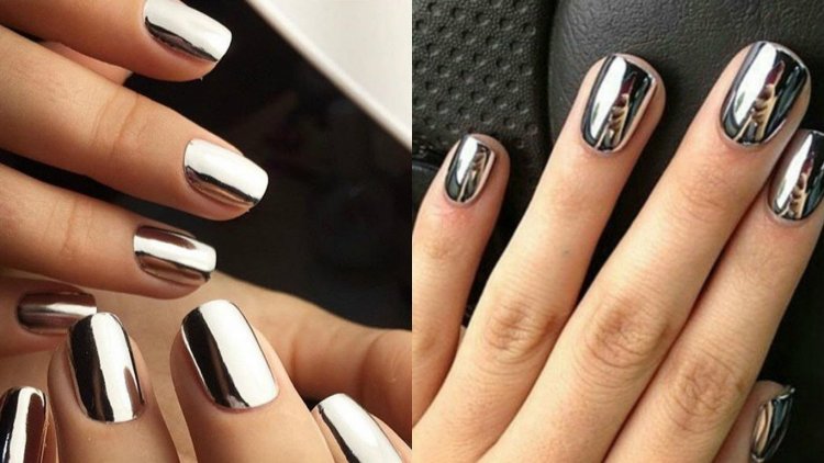 Маникюр на короткие ногти металлик